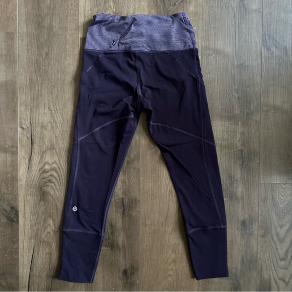 Lululemon Rebel Runner Crop Black Grape Wee Stripe Heathered - Size 4 - Picture 7 of 15